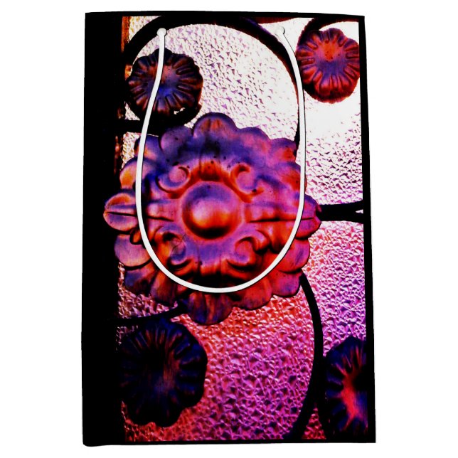 Sacola Para Presentes Média Flor magenta (Frente)