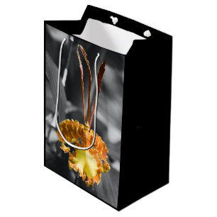Sacola Para Presentes Média Flor Orquídea Amarela