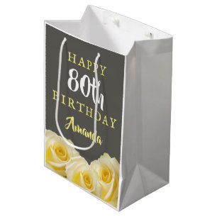 Sacola Para Presentes Média Flor Rosa Amarelo 80 Floral Aniversário Gi Médio