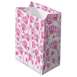 Sacola Para Presentes Média Flor Rosa Floral