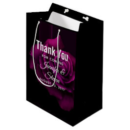 Sacola Para Presentes Média Flor Rosa vermelha Roxo Gótico Obrigado