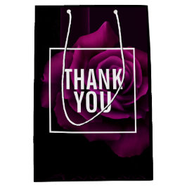 Sacola Para Presentes Média Flor Rosa vermelha Roxo Gótico Obrigado