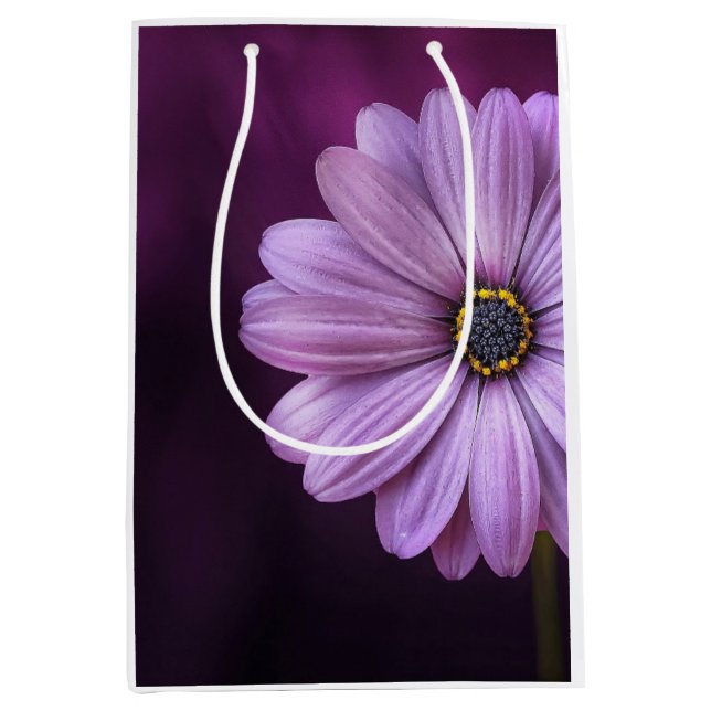 Sacola Para Presentes Média Flor Roxo no Bloom (Frente)