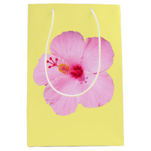 Sacola Para Presentes Média Flor Tropical de Hibiscus Rosa
