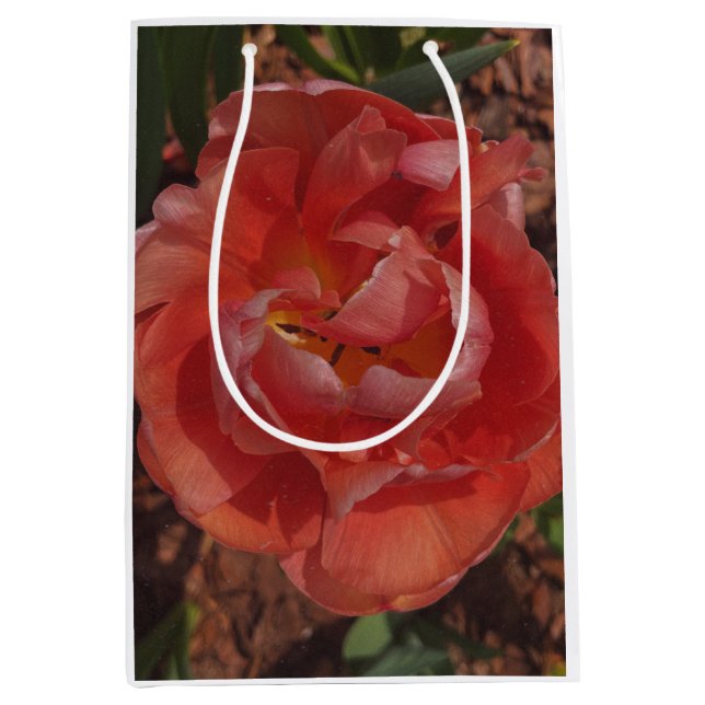 Sacola Para Presentes Média flor vermelha (Frente)