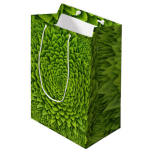 Sacola Para Presentes Média Floração Fractal Esmeralda