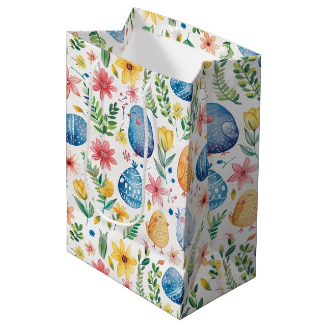 Sacola Para Presentes Média Florada de Primavera Páscoa 3 (Frente inclinada)