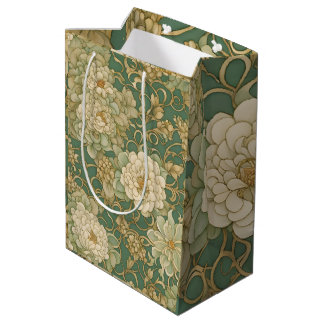 Sacola Para Presentes Média Florais nostálgicos em Matizes Vintage