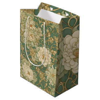 Sacola Para Presentes Média Florais Nostálgicos em Tons Vintage
