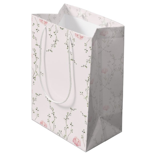 Sacola Para Presentes Média Floral Bonito  (Verso inclinado)