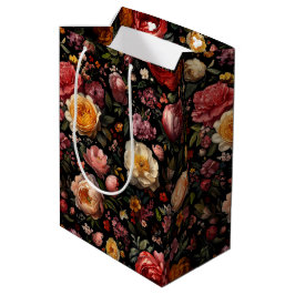 Sacola Para Presentes Média Floral Botânico Moody Black Neerlandês Fine Art Fl