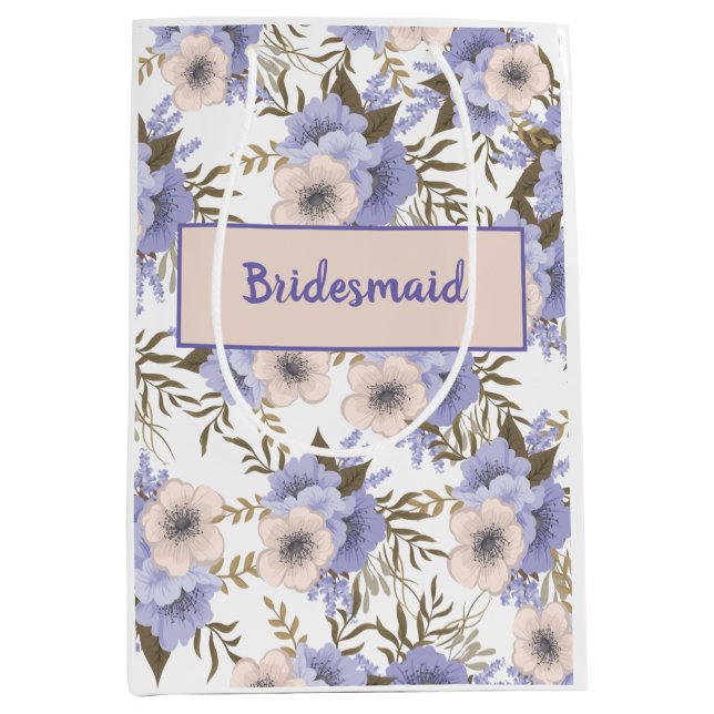 Sacola Para Presentes Média Floral Botânico Romântico Personalizado (Frente)