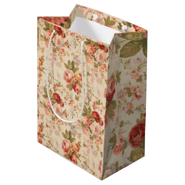 Sacola Para Presentes Média Floral Luxury (Verso inclinado)