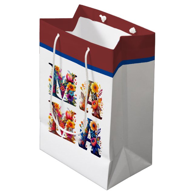 Sacola Para Presentes Média Floral MAMA (Frente inclinada)