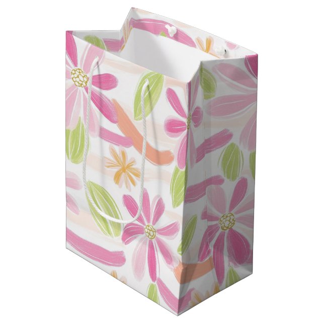 Sacola Para Presentes Média Floral Retro Pastel (2) (Frente inclinada)