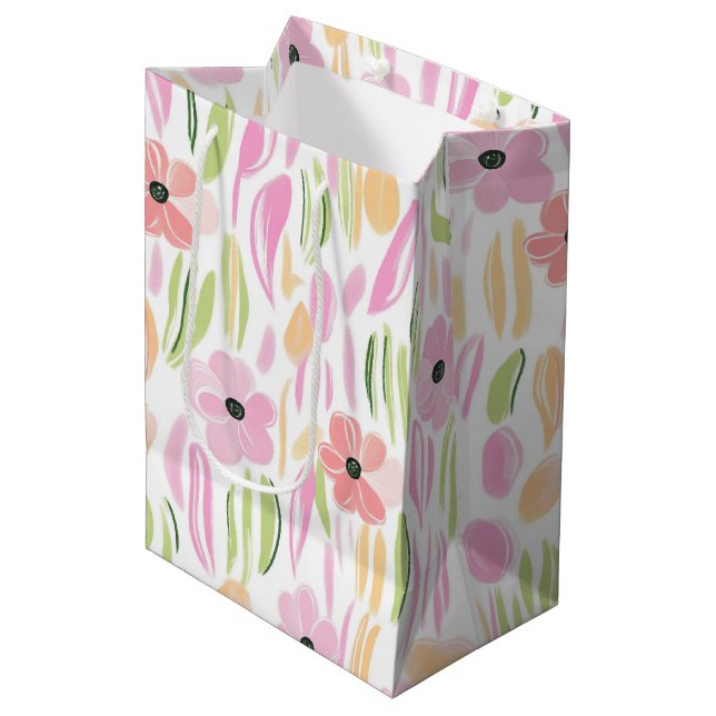 Sacola Para Presentes Média Floral Retro Pastel (5) (Frente inclinada)