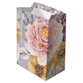 Sacola Para Presentes Média Floral Rosa Moderno Elegante