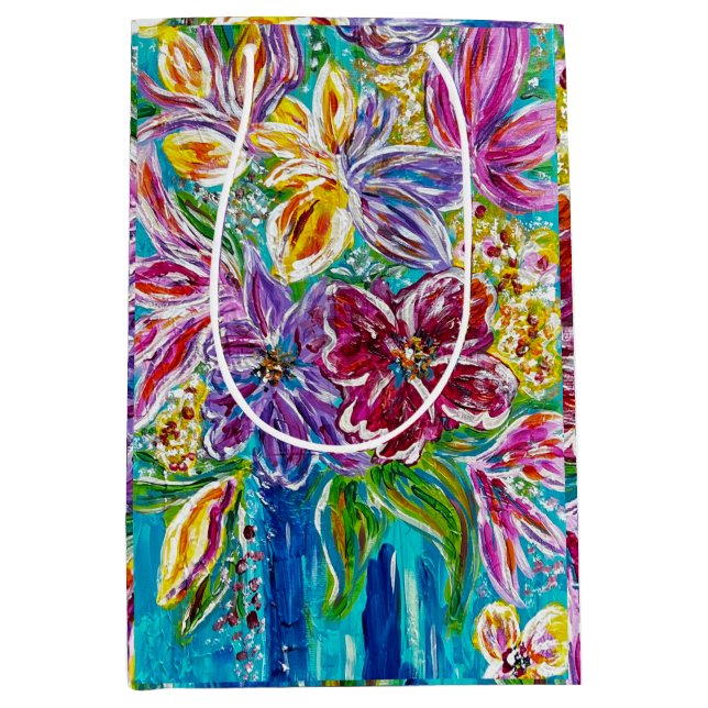 Sacola Para Presentes Média Floral todo saco de presentes (Frente)