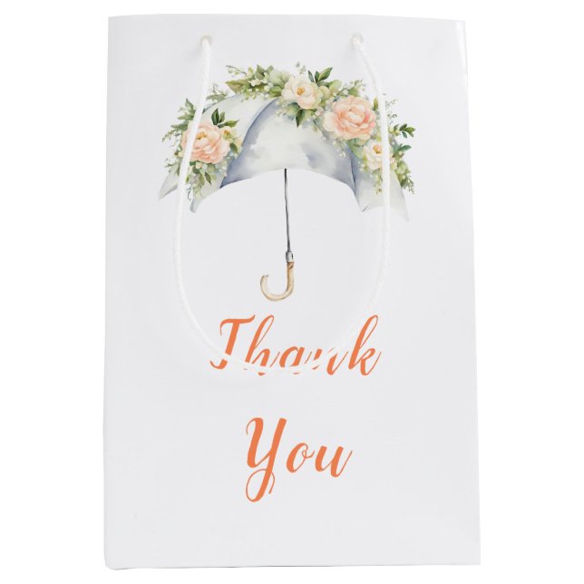 Sacola Para Presentes Média Floral Umbrella Baby Shower (Frente)