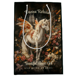 Sacola Para Presentes Média Floral Woodland Encantada Fantasy Fairy Horse