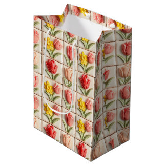 Sacola Para Presentes Média Florale 3D-Keramikfliesen 63/144 Mittlere Geschenk