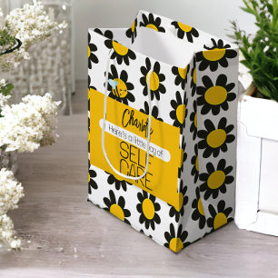 Sacola Para Presentes Média Flores Amarelas Pretas Personalizadas de Autoatend