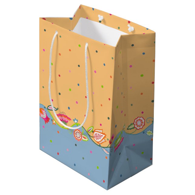 Sacola Para Presentes Média Flores Boêmicas (Verso inclinado)