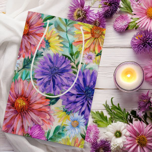Sacola Para Presentes Média Flores Boho Aster Floral