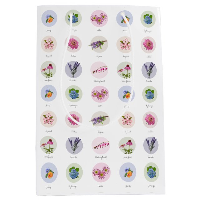 Sacola Para Presentes Média Flores da Nova Inglaterra (Frente)