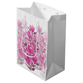 Sacola Para Presentes Média Flores de Campo Rústicas e Rosa Aquarela