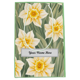 Sacola Para Presentes Média Flores De Daffodil De Padrão Floral Personalizávei
