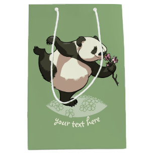 Sacola Para Presentes Média Flores De Flor De Flor De Flor De Panda Blisas Com