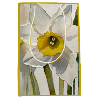 Sacola Para Presentes Média Flores de Íris em Aquarela Moderna