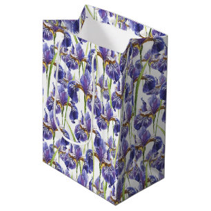 Sacola Para Presentes Média Flores de Íris Roxas
