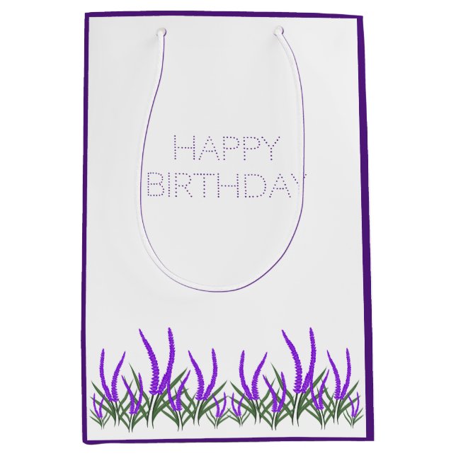 Sacola Para Presentes Média Flores de lavanda (Frente)