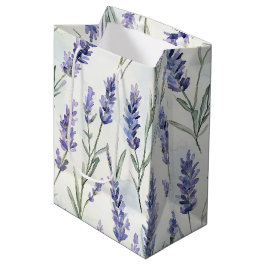Sacola Para Presentes Média Flores de Lavanda Bonitas Chá de Noiva