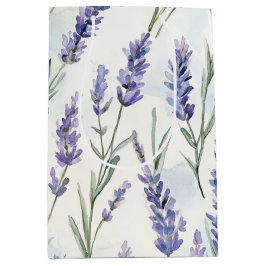 Sacola Para Presentes Média Flores de Lavanda Bonitas Chá de Noiva