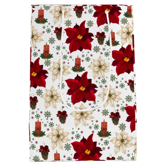 Sacola Para Presentes Média flores de Natal (Verso)