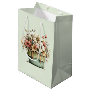 Sacola Para Presentes Média Flores em um Vaso Aconchegante Fofo