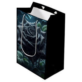 Sacola Para Presentes Média Flores Florais Negras Rosa Verde