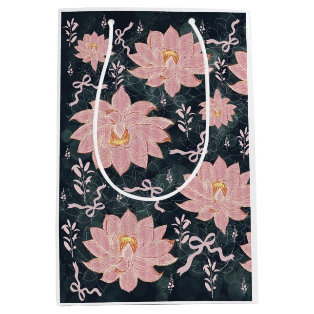 Sacola Para Presentes Média Flores mágicas com desenho de brilho (Frente)