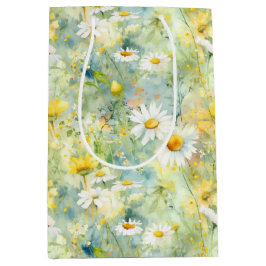 Sacola Para Presentes Média Flores Selvagens Meadow Summer Foliage Boho Modern