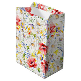 Sacola Para Presentes Média Flores silvestres - Flores Românticas e Coloridas