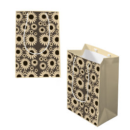 Sacola Para Presentes Média Flores Suaves Imperatriz Marrom Imperatriz