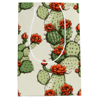 Sacola Para Presentes Média Flores Vazias Fábricas de Cactus Verde