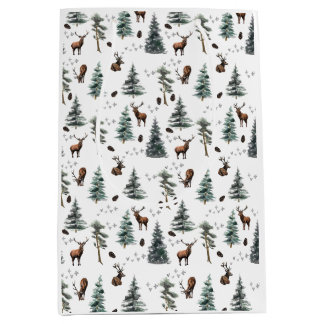 Sacola Para Presentes Média Floresta Rústica de Veados/Macho Natal