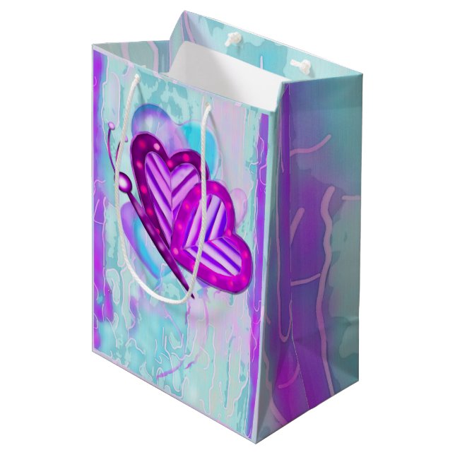 Sacola Para Presentes Média Flutterbys Namorados Folk Art MEDIA SOMENTE (Frente inclinada)