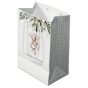 Sacola Para Presentes Média Fofinho elegante Koala Foliage Chá de fraldas