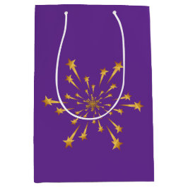 Sacola Para Presentes Média Fogos de Artifício Elegante Estrela Cadente em For