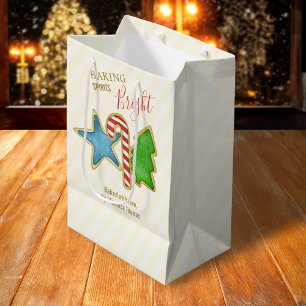 Sacola Para Presentes Média Foguetes de cozinheiros brancos e bonitos de Natal